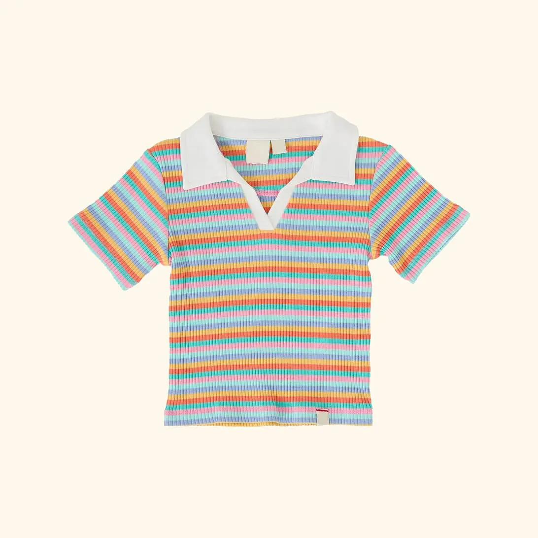 Candy Stripe Pia Collared T-Shirt