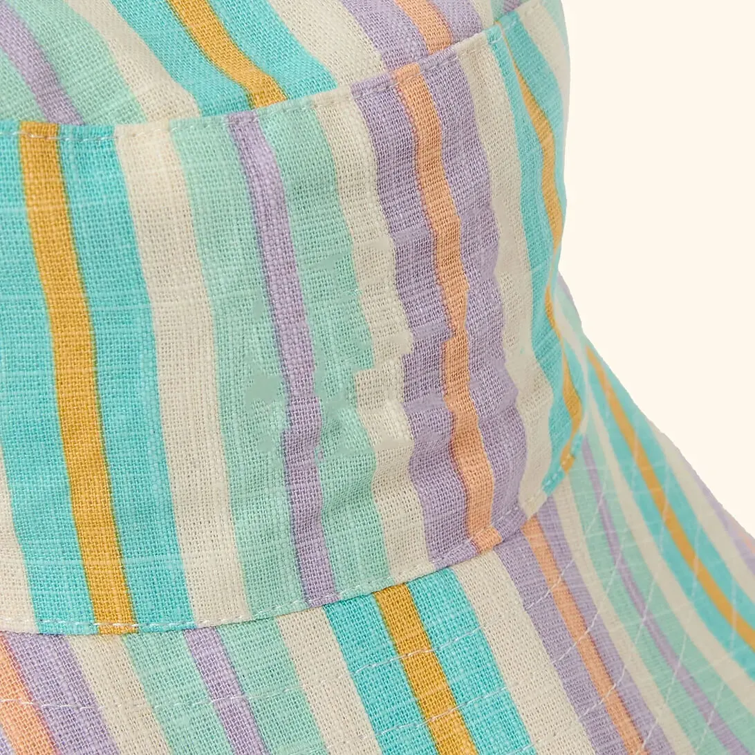Resort Stripe Linen Bucket Hat