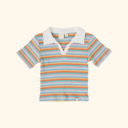 Candy Stripe Pia Collared T-Shirt